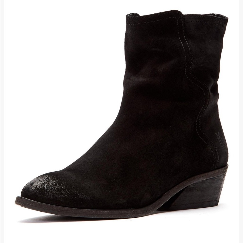 NWT FRYE Farrah Wave Suede Bootie Black Sz 6.5